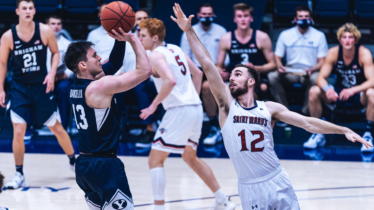 Alex Barcello rises up for a jumper against St. Mary's