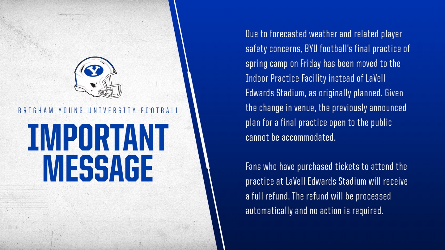 BYU final spring practice moved to IPF