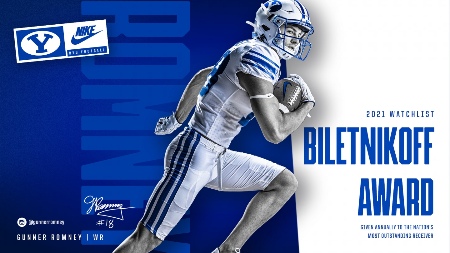 BYU receiver Gunner Romney named to 2021 Biletnikoff Award watch list