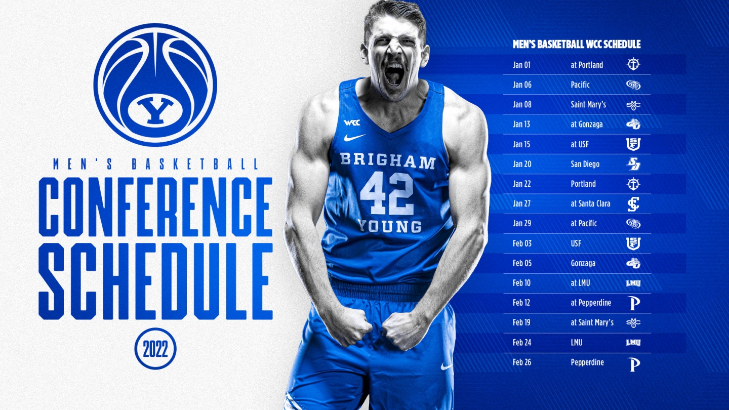 BYU men's basketball schedule release graphic