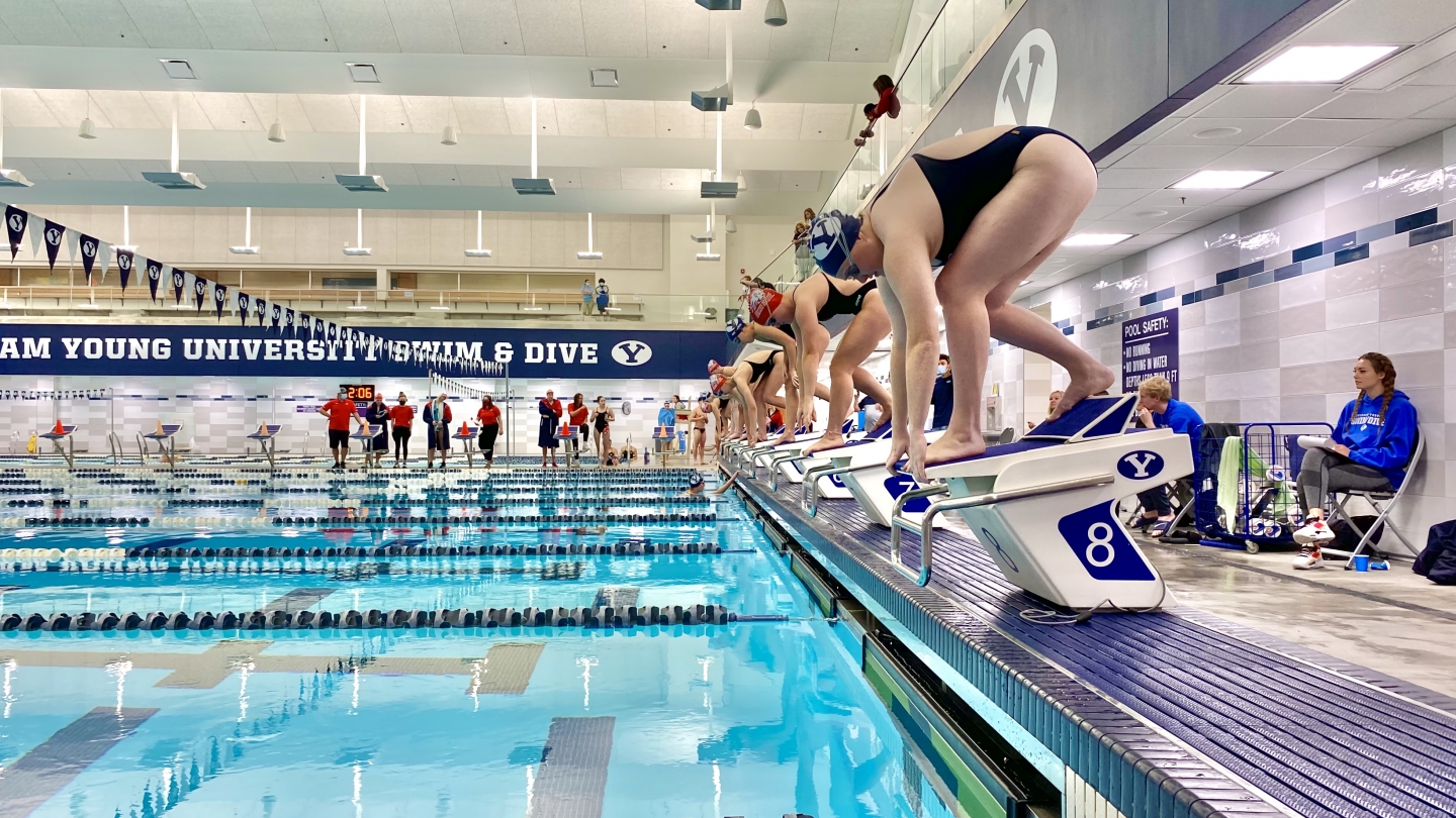BYU swimmers compete against Dixie State