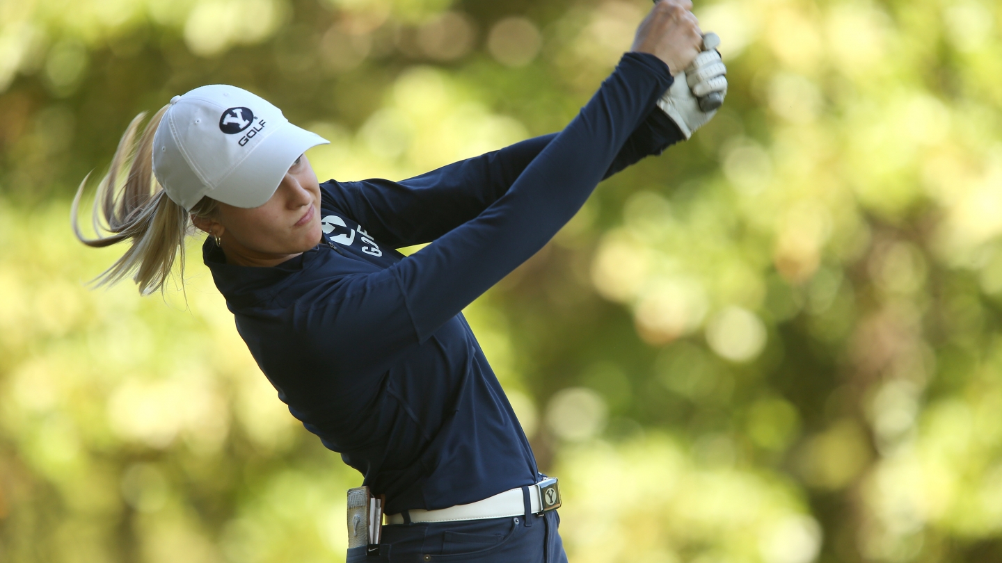 BYU women's golfer Annick Haczkiewicz hits a shot at the Dale McNamara Invitational.