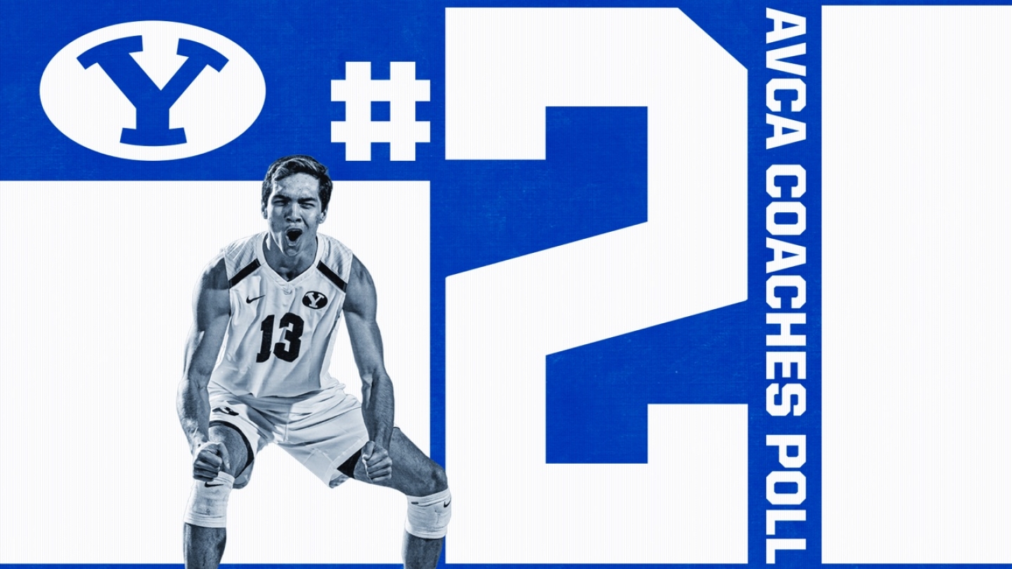 BYU men's volleyball ranked #2 in the AVCA coaches poll - graphic