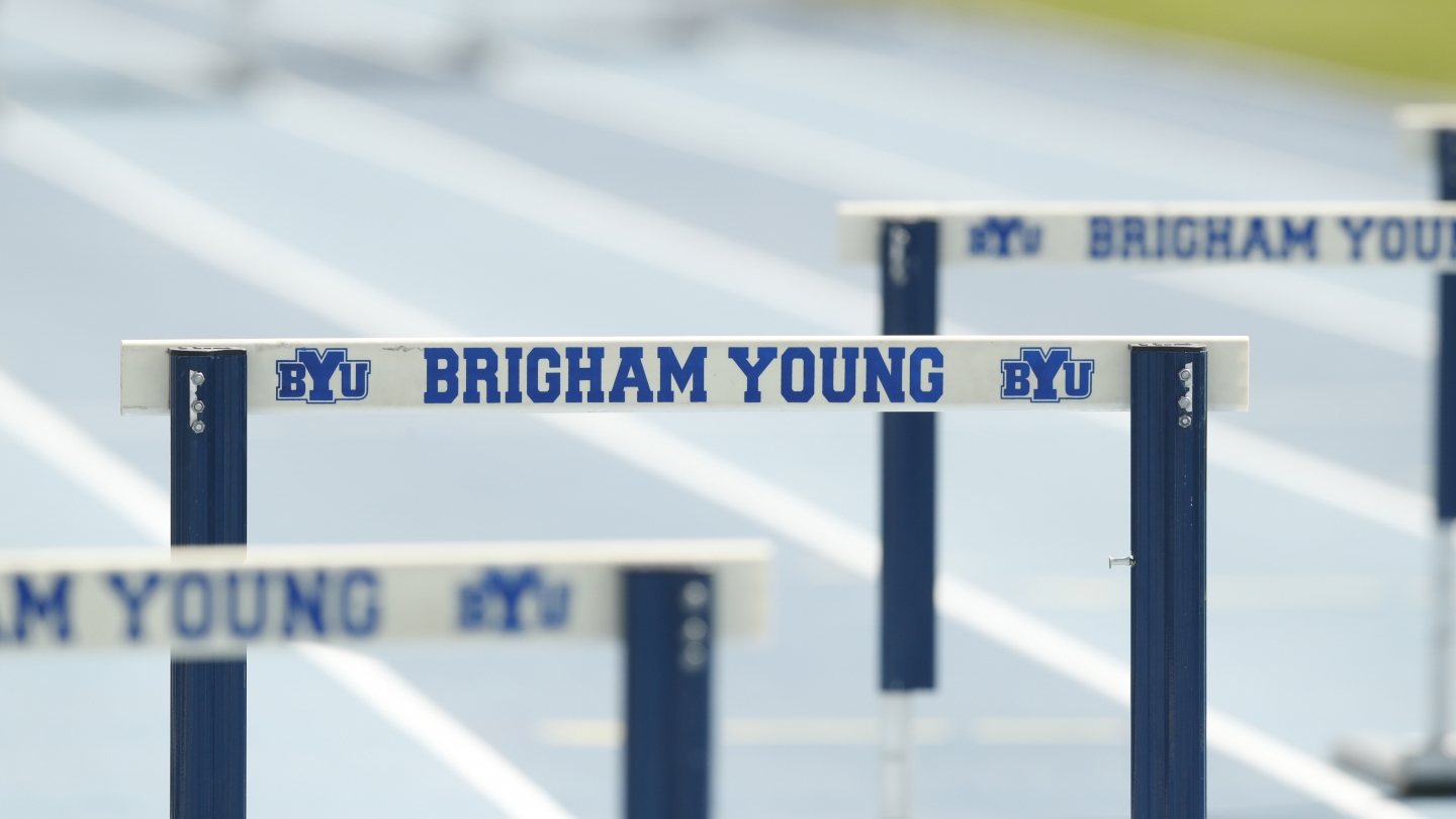 BYU track and field hurdle