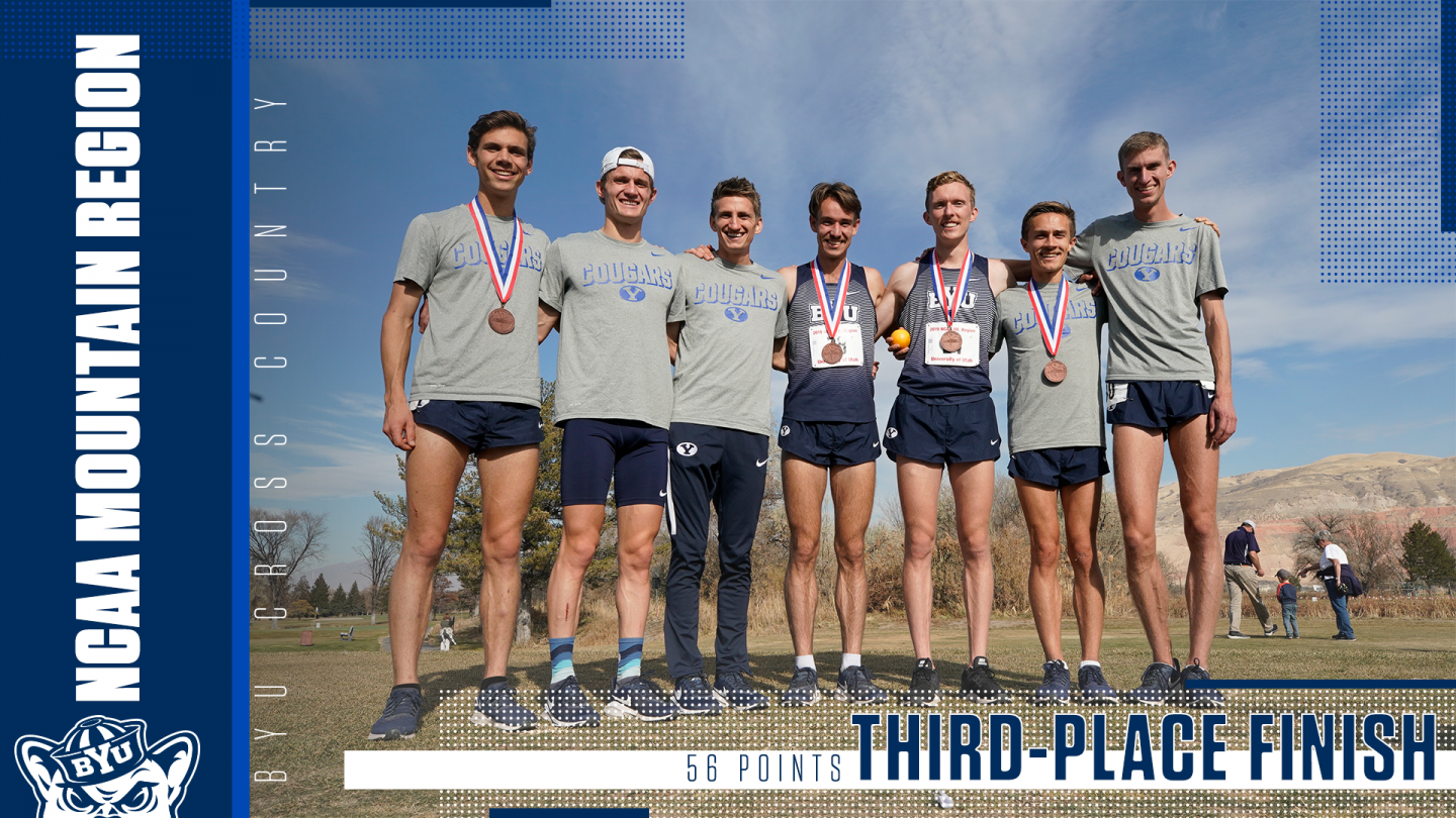 BYU men's cross country third place team finish graphic
