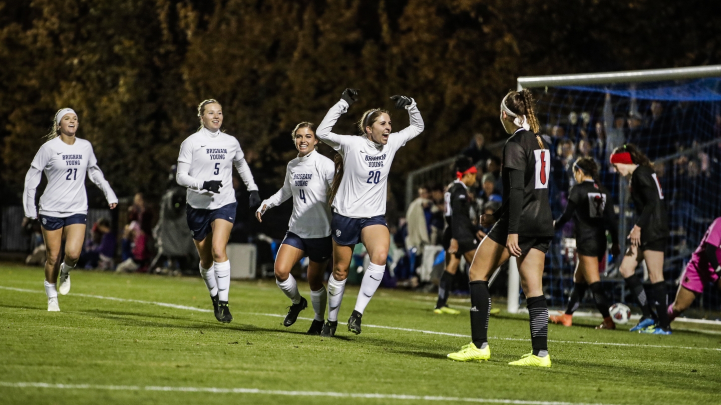 Cameron Tucker celebrates a goal vs Louisville