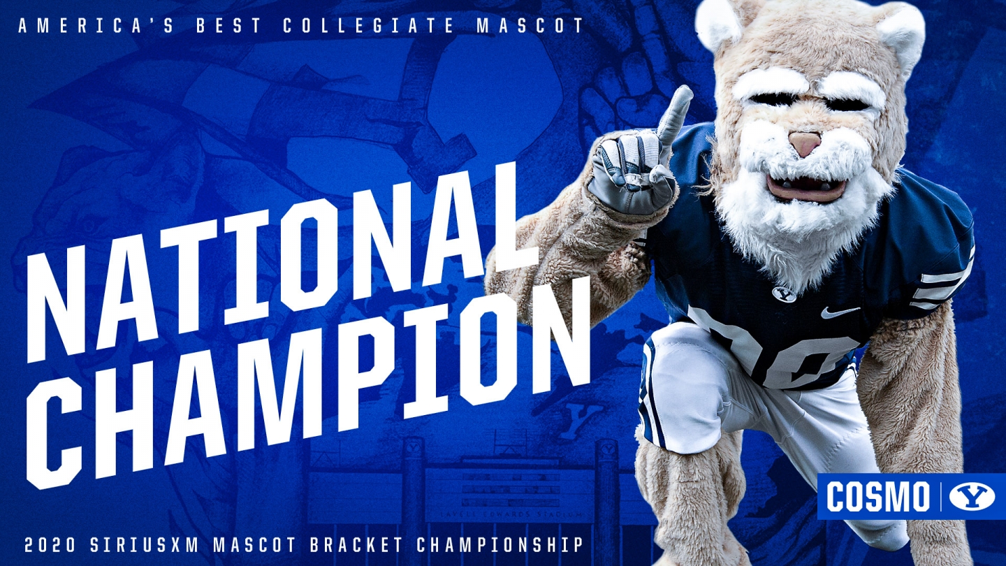 Graphic declaring Cosmo the National Champion of the 2020 SiriusXM Mascot Bracket Championship