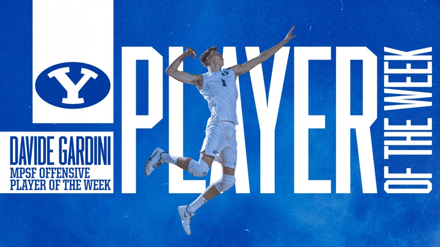 BYU men's volleyball player Davide Gardini won MPSF Offensive Player of the Week - Graphic