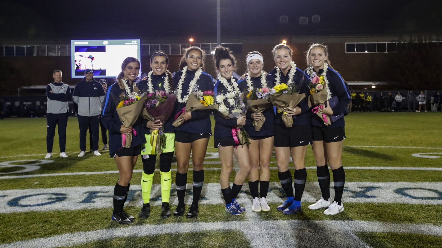 BYU women's soccer seniors before LMU game