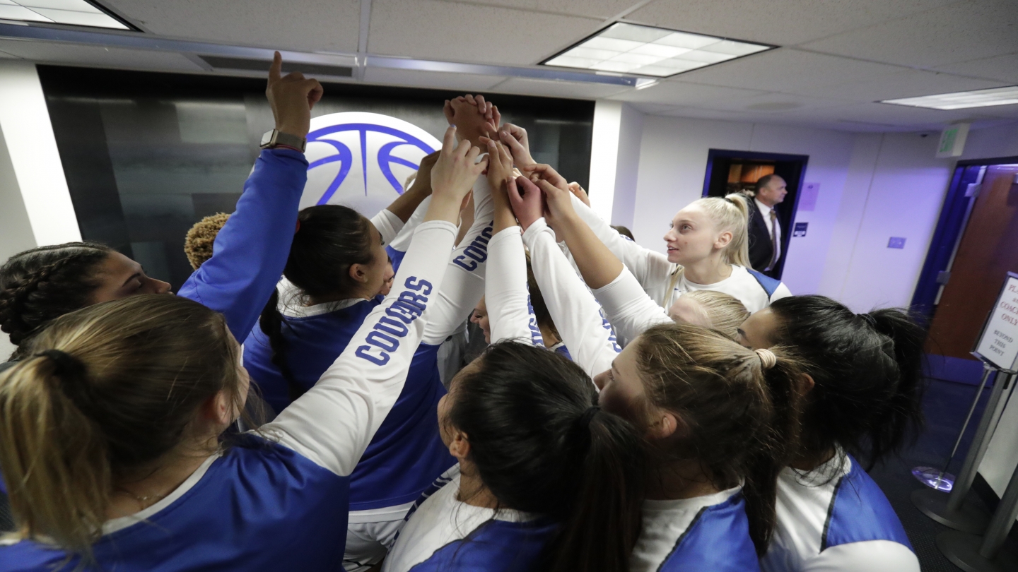 Group team outside locker room