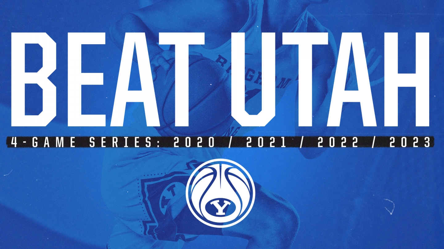 Graphic announcing the extension of the BYU vs. Utah men's basketball series 