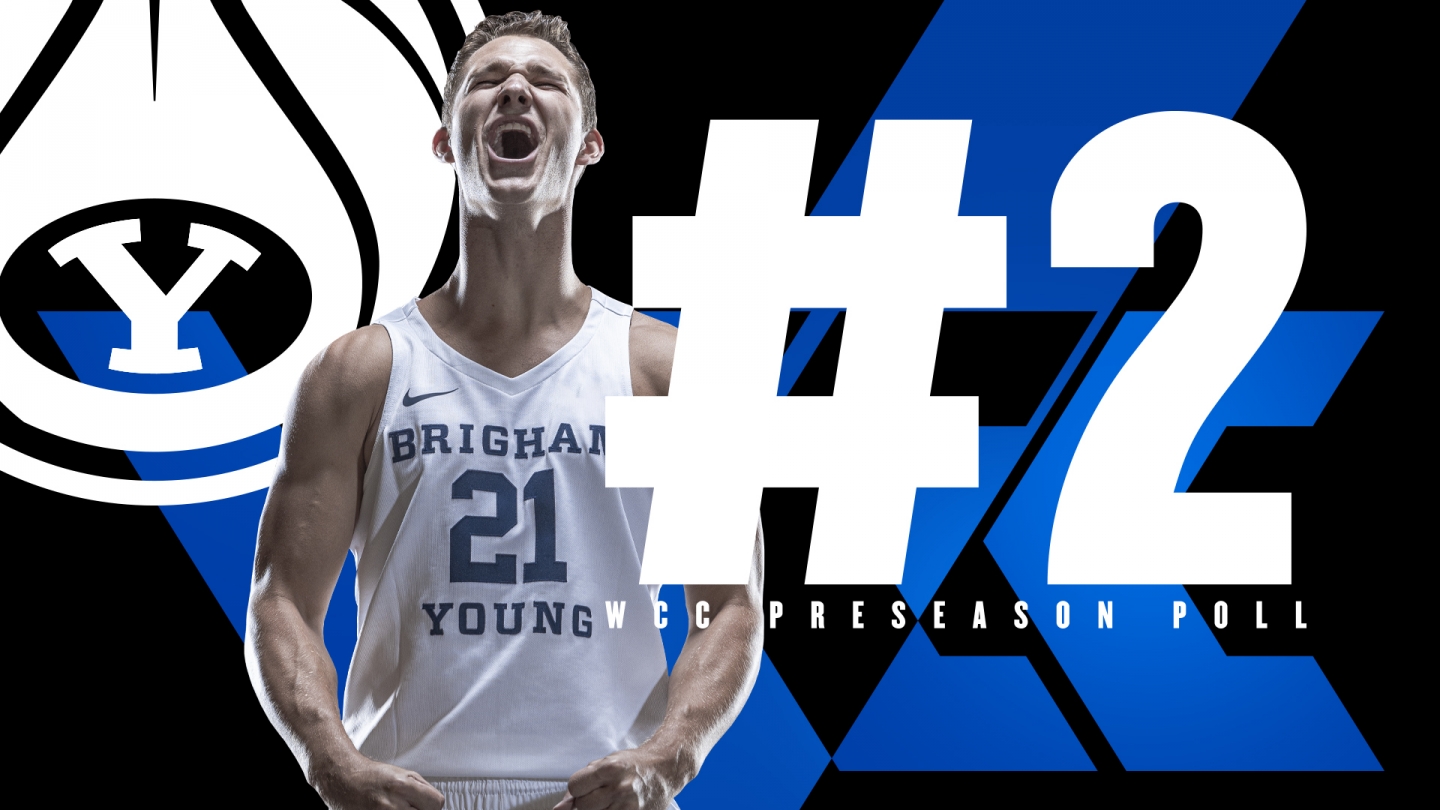 Trevin Knell celebrates with the text: #2 WCC Preseason Poll