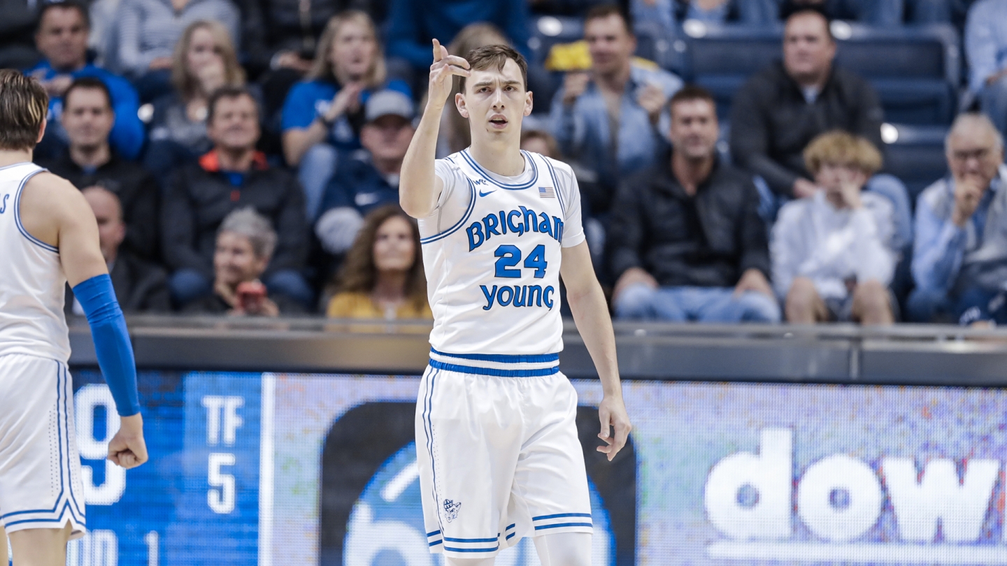 Evan Troy points down court after forcing a turnover vs. San Diego.